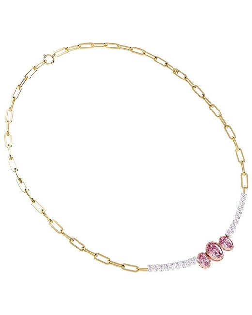 Lab Grown Diamonds Natural 18K Vermeil 4.43 Ct. Tw. Lab-Grown Diamond & Gemstone Necklace