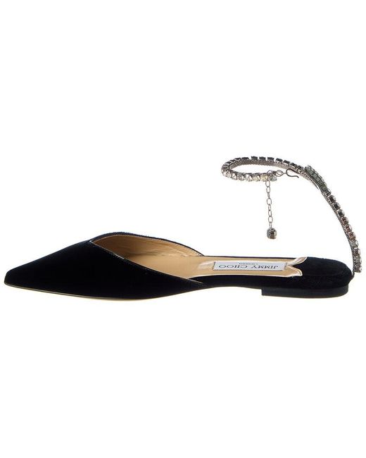 Jimmy Choo Blue Saeda Velvet Flat