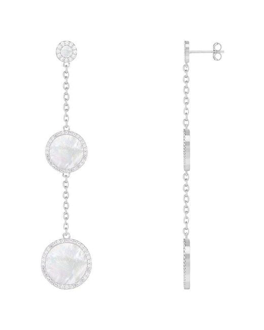 Splendid White Pearl Cz Dangle Earrings