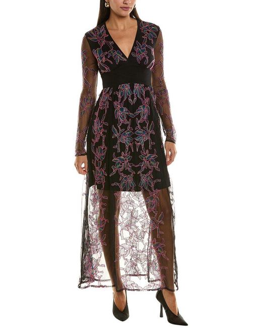 French Connection Brown Emilia Embroidered Maxi Dress