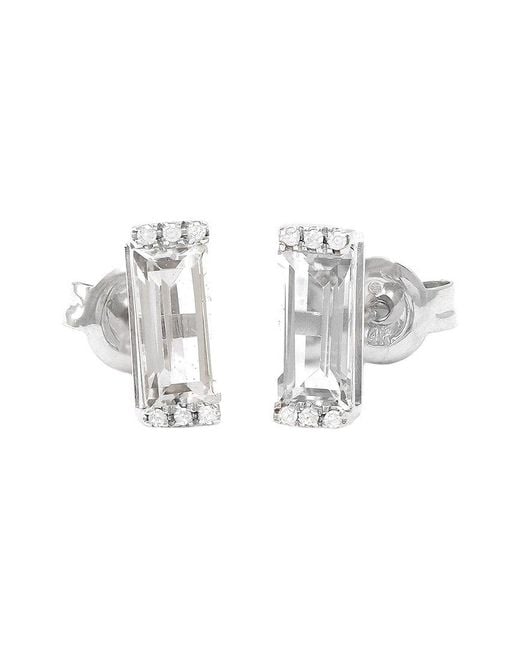 Gemstones Metallic Bar 14K 1.44 Ct. Tw. Diamond & Topaz Earrings