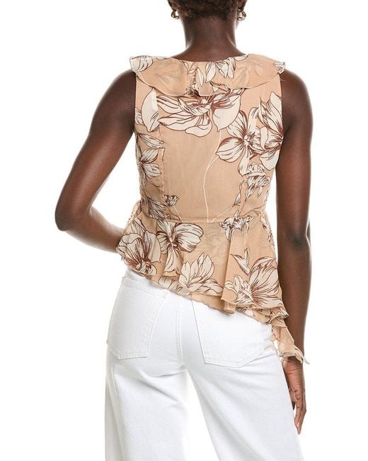 Laundry by Shelli Segal White Asymmetrical Ruffle Blouse