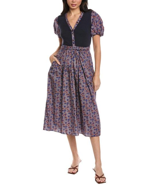 10 Crosby Derek Lam Purple Natalia Mixed Media Dress