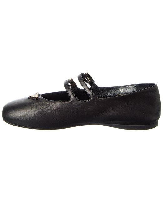 Prada Black Leather Ballerina Flat