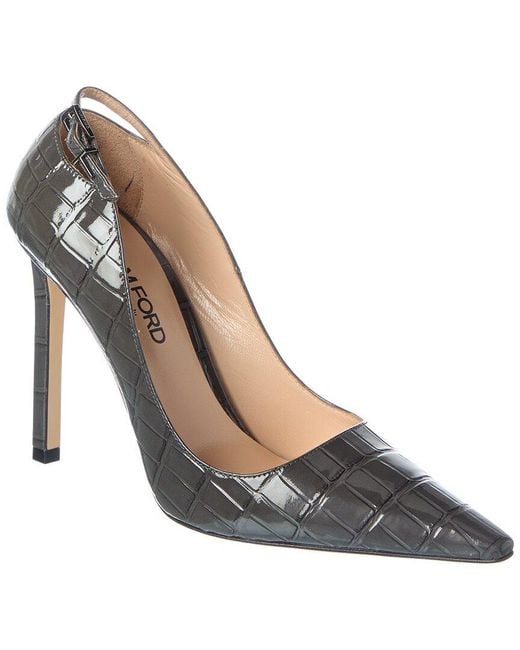 Tom Ford Metallic Croc-Embossed Patent Pump