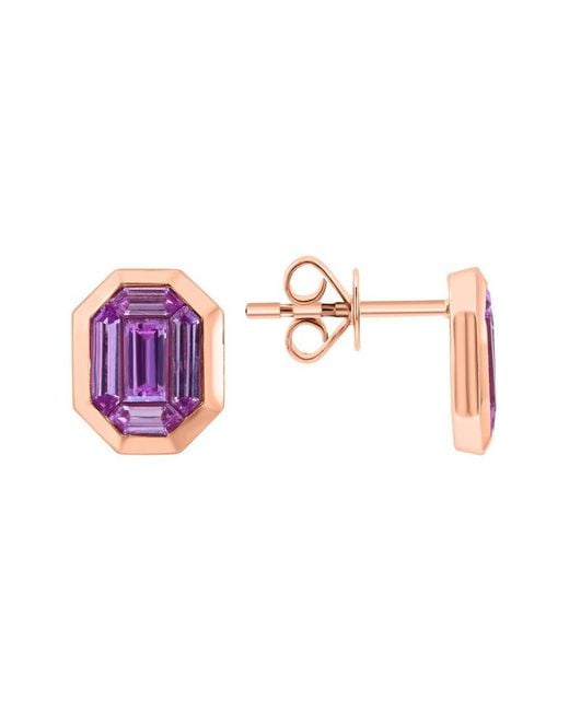 Effy Fine Jewelry Pink 14K Rose 1.23 Ct. Tw. Diamond & Sapphire Earrings