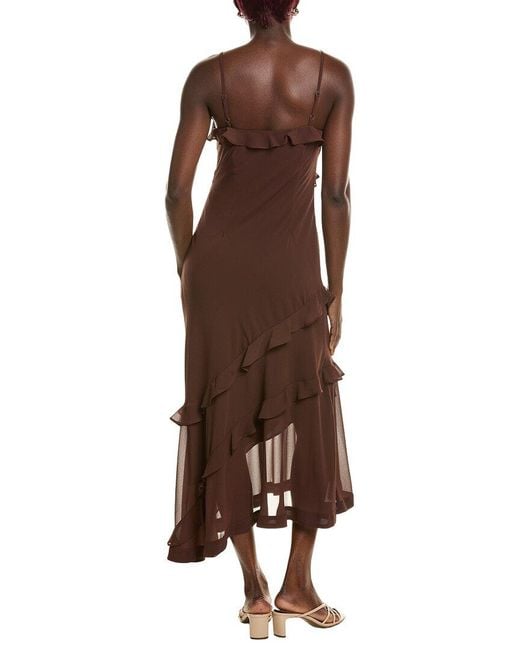 1.STATE Brown Asymmetrical Maxi Dress