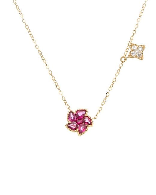 Maitre De Diamant Metallic 14K 1.01 Ct. Tw. Diamond & Ruby Necklace