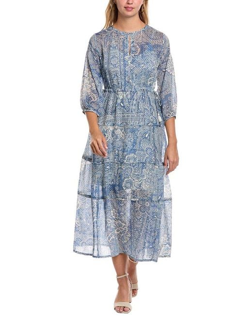 Johnny Was Blue Els Midi Dress