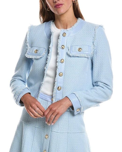 Cinq À Sept Blue Birdseye Tweed Deva Jacket