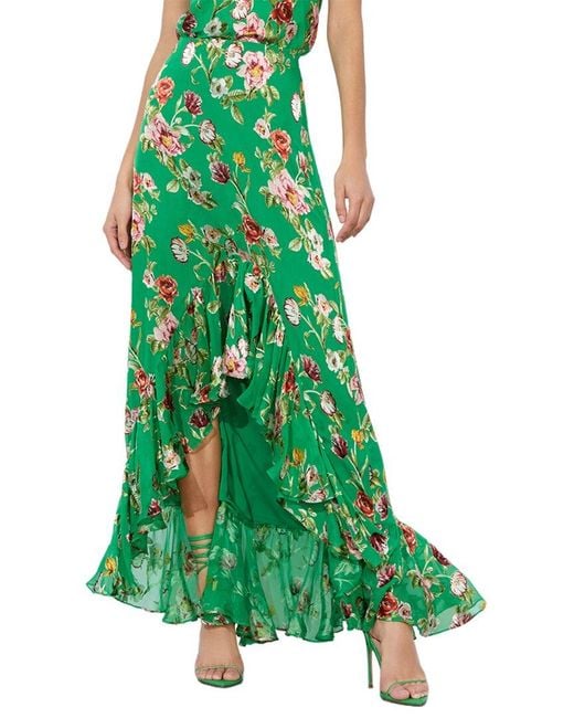 Alice + Olivia Soraya Silk-Blend Dress in Green | Lyst