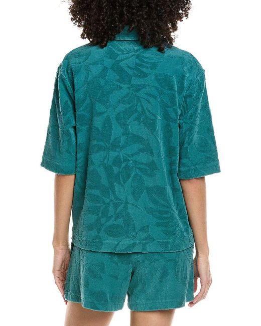 Faherty Brand Blue Cabana Towel Terry Camp Shirt