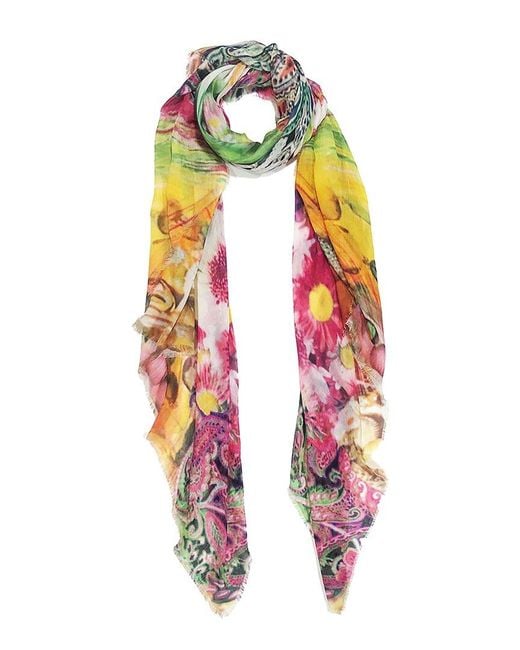 Blue Pacific Pink Floral & Seashell Print Scarf