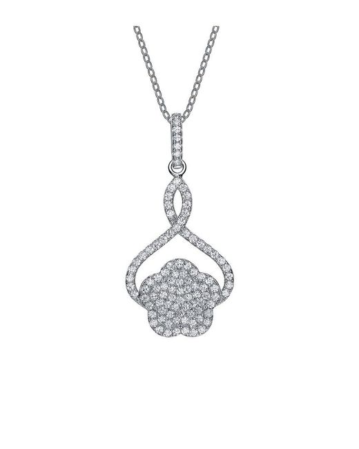 Genevive Jewelry White Silver Cz Pendant