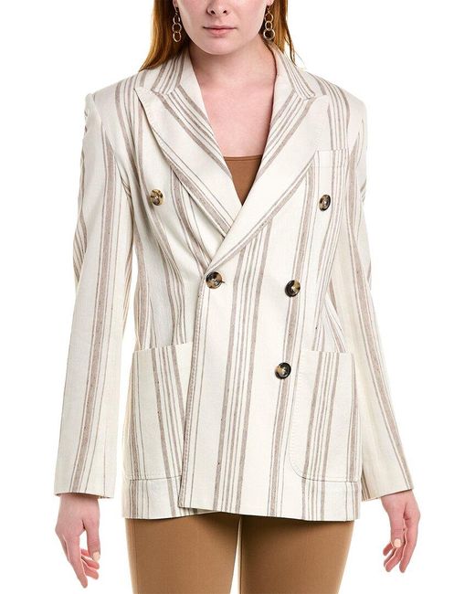 Max Mara White Alloro Linen-blend Jacket