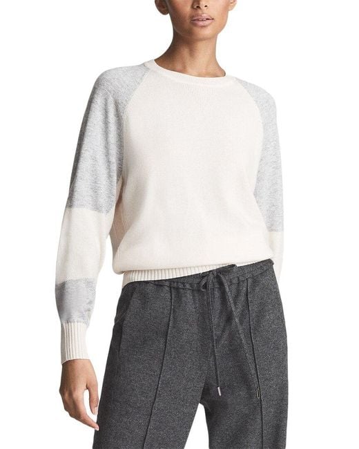 Reiss White Bria Wool & Cashmere-Blend Jumper