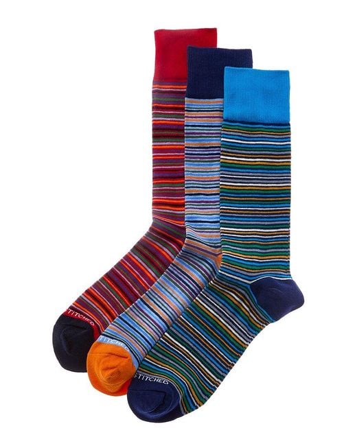 Unsimply Stitched Blue 3Pk Socks for men