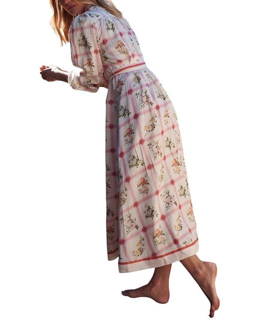 AMINA GLAM Pink Linen-Blend Maxi Dress