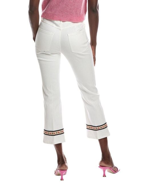 Miu Miu White Cropped Embroidered Stretch Flared Pant