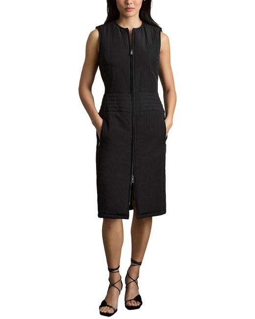 Reiss Black Mahlon Quilted Sleeveless Dress