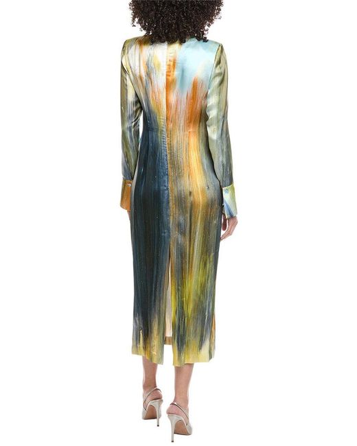 Oscar de la Renta Green Abstract Maxi Dress