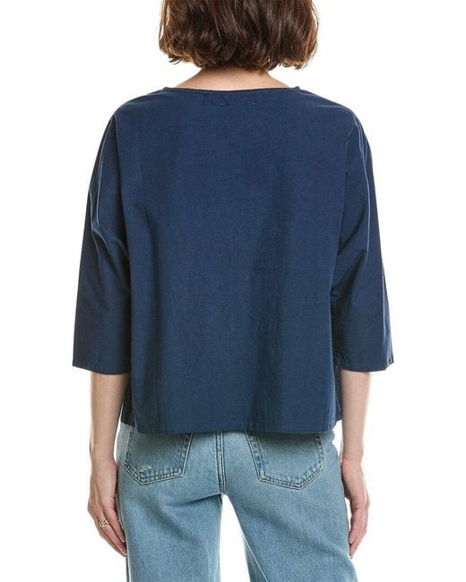 Gretchen Scott Blue Aphrodite Cold Wool & Silk-Blend Top
