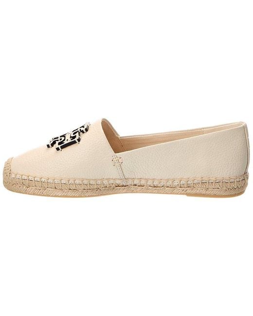 Tory Burch White Cut-Out Logo Leather Espadrille