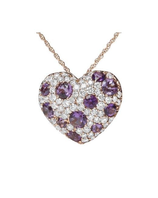 Haus of Brilliance Pink 18K Rose 1.90 Ct. Tw. Diamond & Amethyst Pendant Necklace