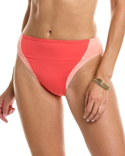 Vince Camuto Red Colorblocked High-leg Bikini Bottom