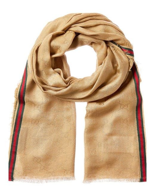 Gucci Natural Gg Web Silk-Blend Scarf for men