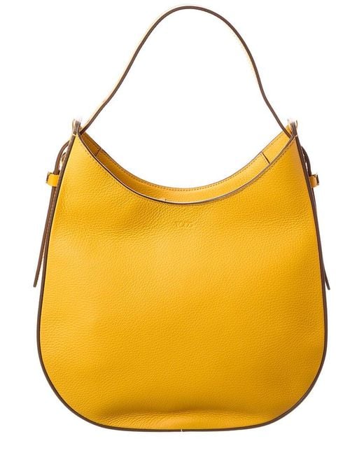 Tod's Yellow Logo Leather Hobo Bag