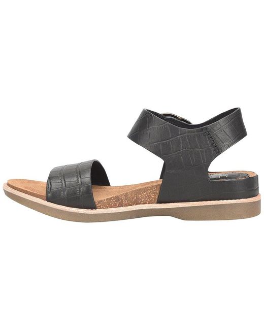 Söfft Black Bali Croc-Embossed Leather Sandal