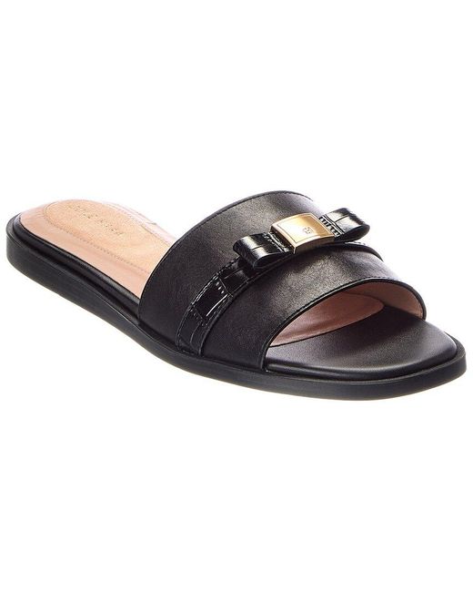 Cole Haan Black Go-To Emalia Slide Bow Leather Sandal