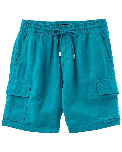Vilebrequin Blue Baie Linen Short for men