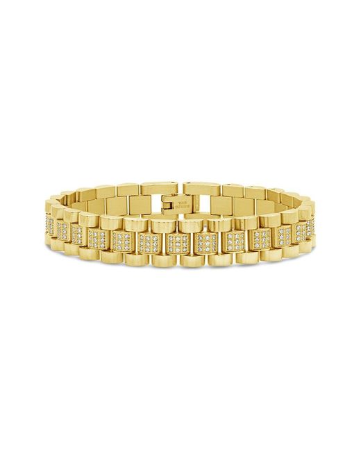 Sterling Forever Metallic 14K Plated Cz Accent Chain Watch Band