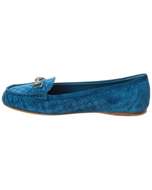 Gucci Blue Gg Suede Loafer