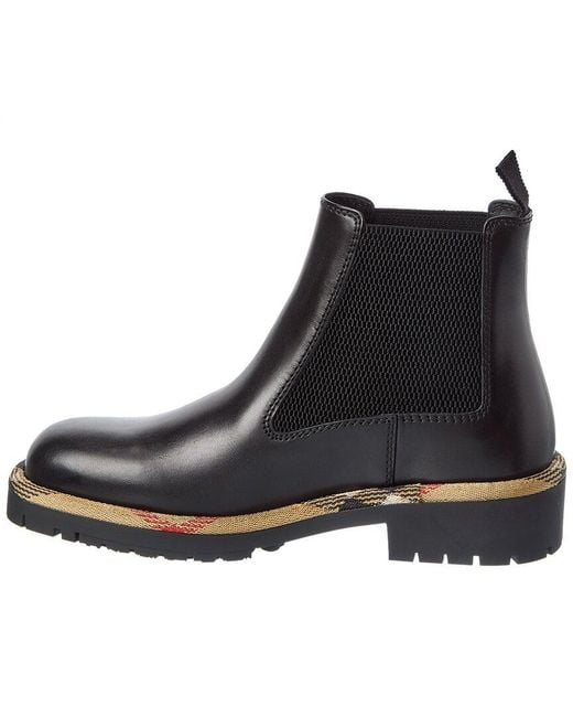 Burberry Black Checked Leather Boot