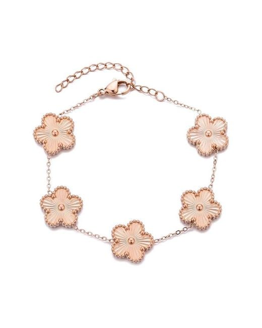Adornia Multicolor 14K Rose Plated 5-Leaf Clover Station Bracelet