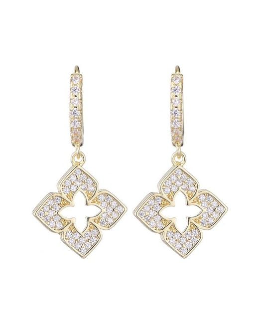Adornia Metallic 14K Plated Cz Pointed Clover Drop Huggie Hoop Earrings