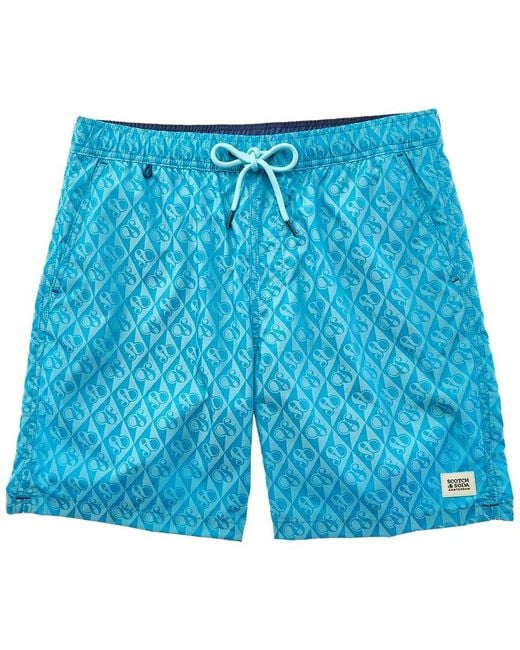 Scotch & Soda Blue Print Swim Trunk for men