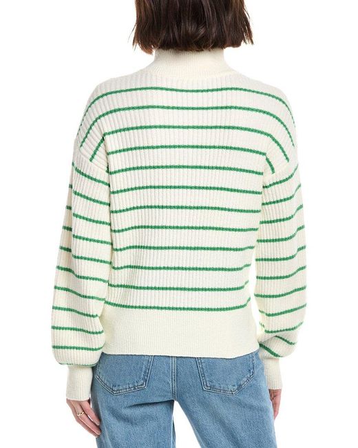 Draper James Green Striped Button Front Sweater