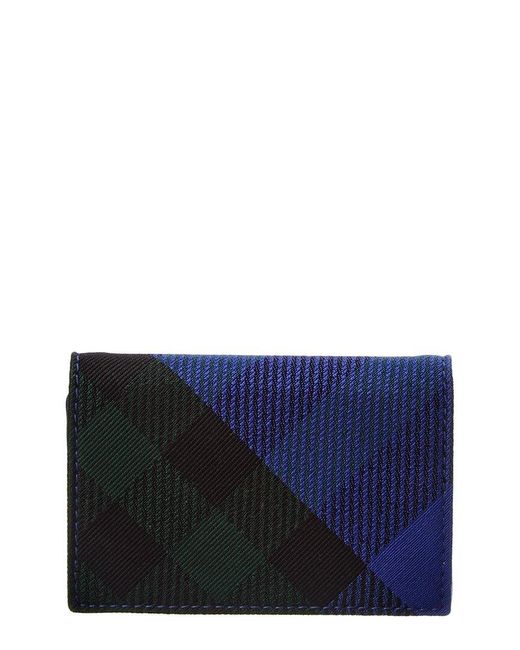 Burberry Blue Check Canvas & Leather Card Holder