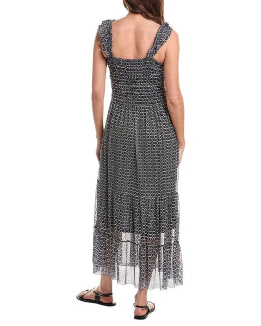 Max Studio Black Smocked Ruffle Strap Maxi Dress