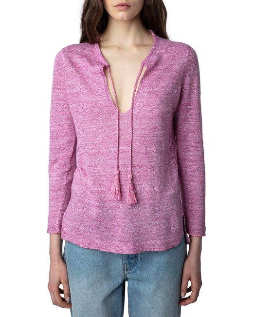 Zadig & Voltaire Purple Amber Linen & Silk-blend Sweater