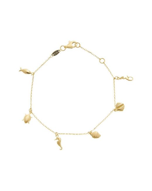 Italian Gold Natural 14K Sea Life Charms Adjustable Length Bracelet