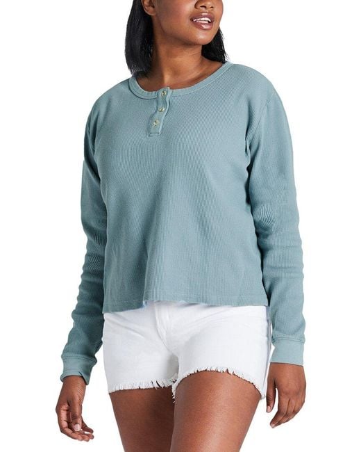 Life Is Good. Blue Boxy Thermal Henley