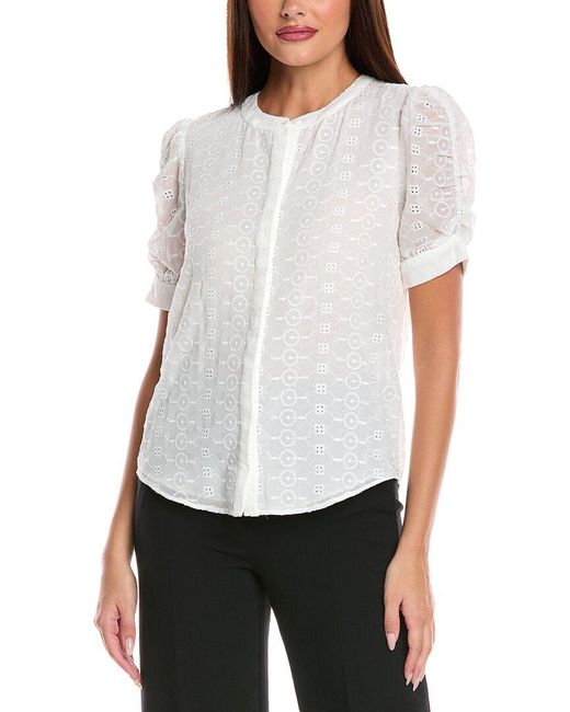 Tahari White Button Blouse