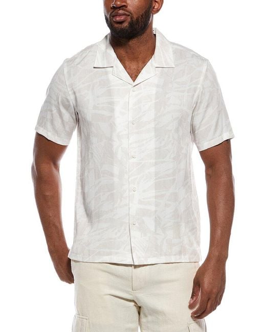 Theory White Irving Abstract Button Front Shirt for men