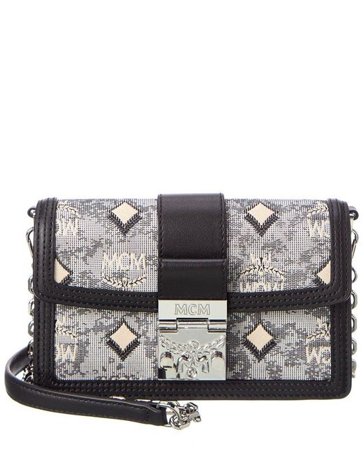 MCM Gretl Mini Vintage Jacquard Monogram Canvas & Leather Crossbody Lyst