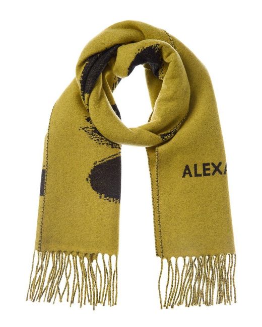 McQueen Yellow Logo Wool Scarf